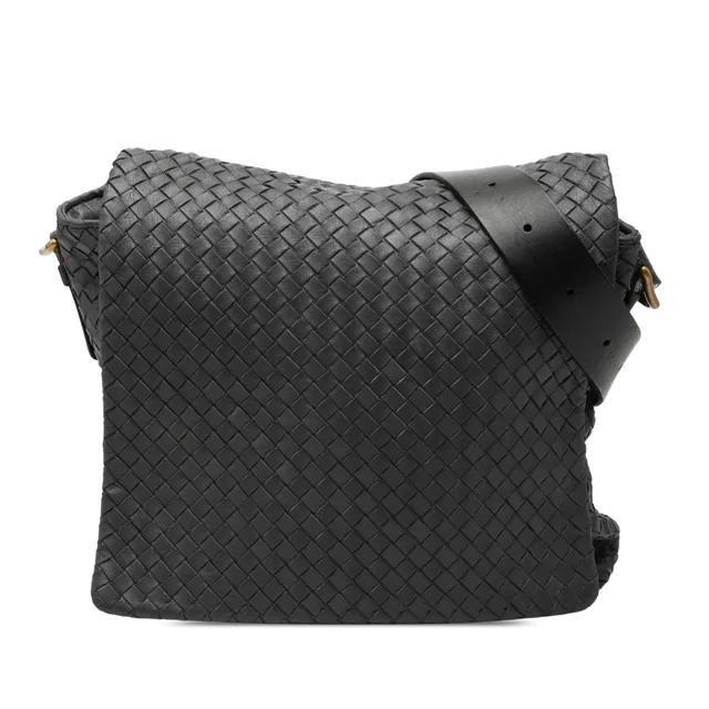 Gray Bottega Veneta Nappa Intrecciato Messenger Bag in Grey Nappa leather from Designer Revival