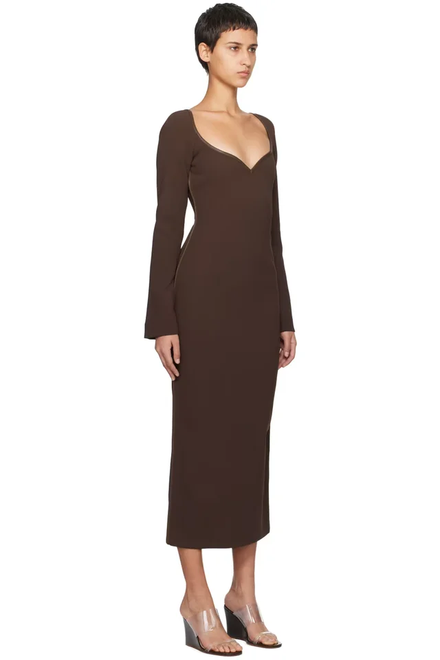 Paris Georgia Brown Fabienne Midi Dress, photo 2 of 4 from SSENSE