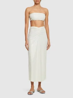 Weworewhat Long skirt with ruching in 80% Nylon, 20% Spandex, photo 2 of 5 from LUISAVIAROMA