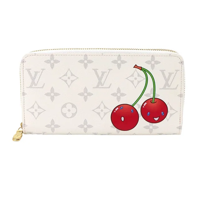 LV x Takashi Murakami Zippy Wallet Zip Around Monogram Cherry in Coated canvas from The Reluxe