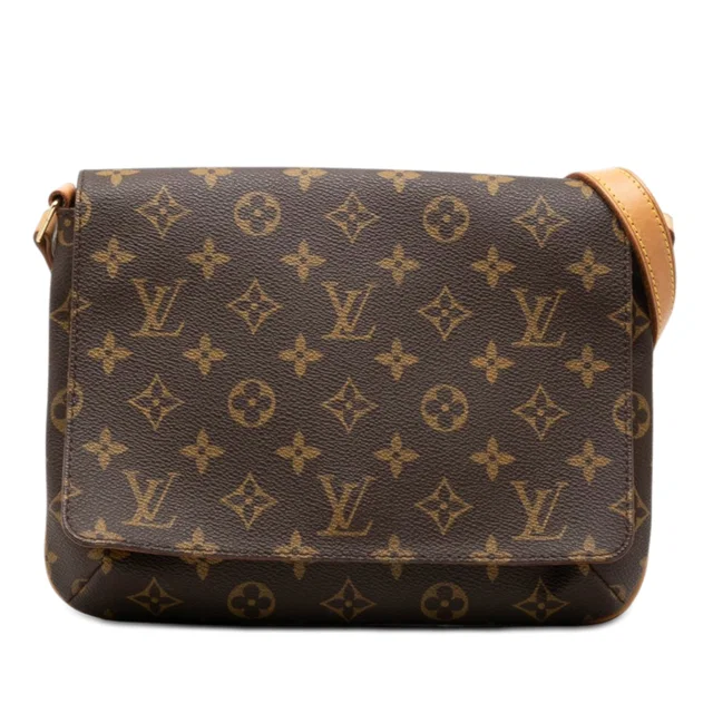 Brown Louis Vuitton Monogram Musette Tango Short Strap Shoulder Bag in Brown Coated canvas from Designer Revival