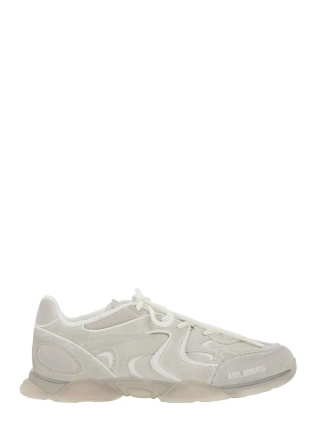 'Eris' Grey Sneaker with Side Logo Lettering and Panel Design in Suede Man in Grey, image 1 of 1 from Gaudenzi Boutique