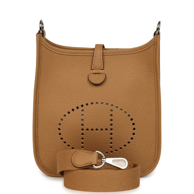 Hermès Evelyne TPM Biscuit Clemence Palladium Hardware in Clemence leather from Madison Avenue Couture