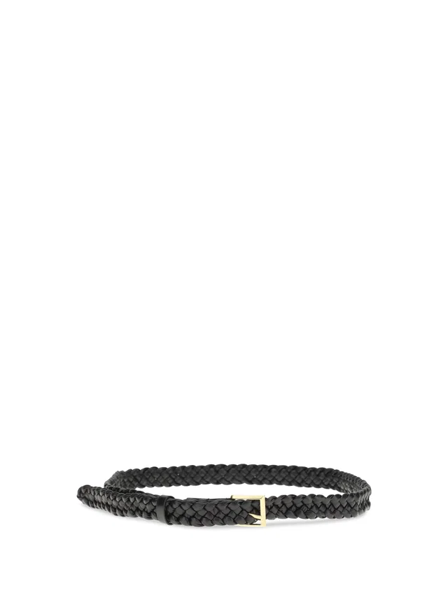 Bottega Veneta Solo Belt — Black Calf Leather in Black Calfskin from HEWI