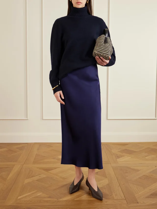 ANOTHER TOMORROW Satin midi skirt in Purple, photo 2 of 2 from NET-A-PORTER (Canada)