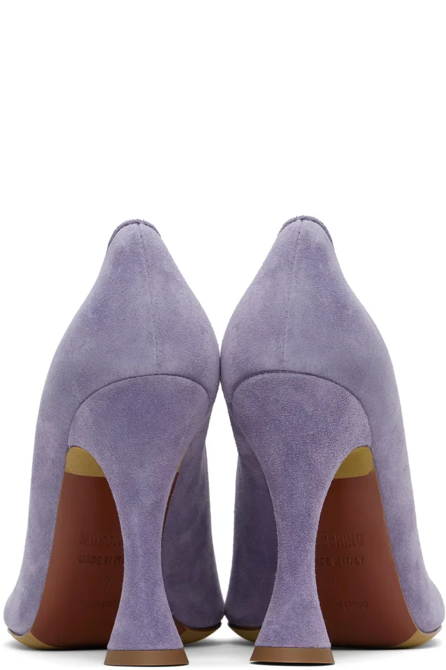 Moschino Purple Duck Suede Heels, photo 2 of 2 from SSENSE