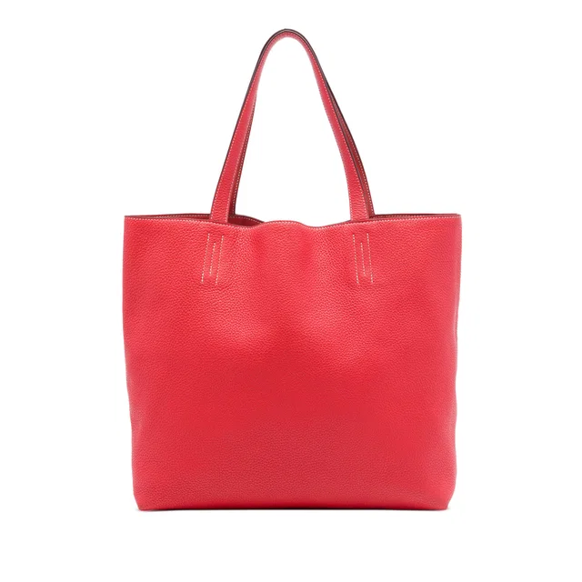 Red Hermès Clemence Double Sens 36 Tote Bag in Red Clemence leather from Designer Revival