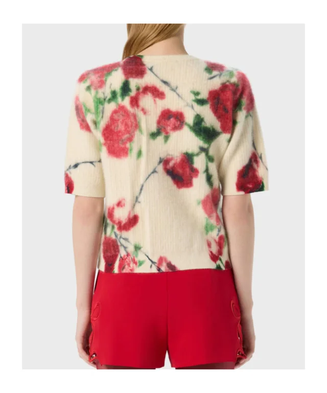 Blumarine PRINTED RIB-KNIT CASHMERE AND WOOL JUMPER, photo 5 of 5 from SENSER