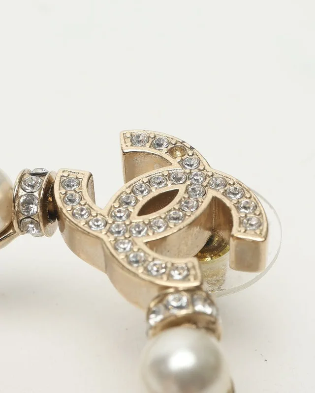 Chanel Coco Mark Rhinestone Pearl Earrings from A Retro Tale, photo 4 of 5