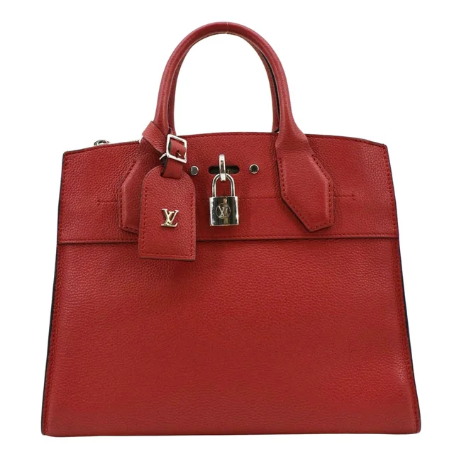 Louis Vuitton City Steamer PM Leather Tote Bag Red in Red Leather from Dallas Designer Handbags