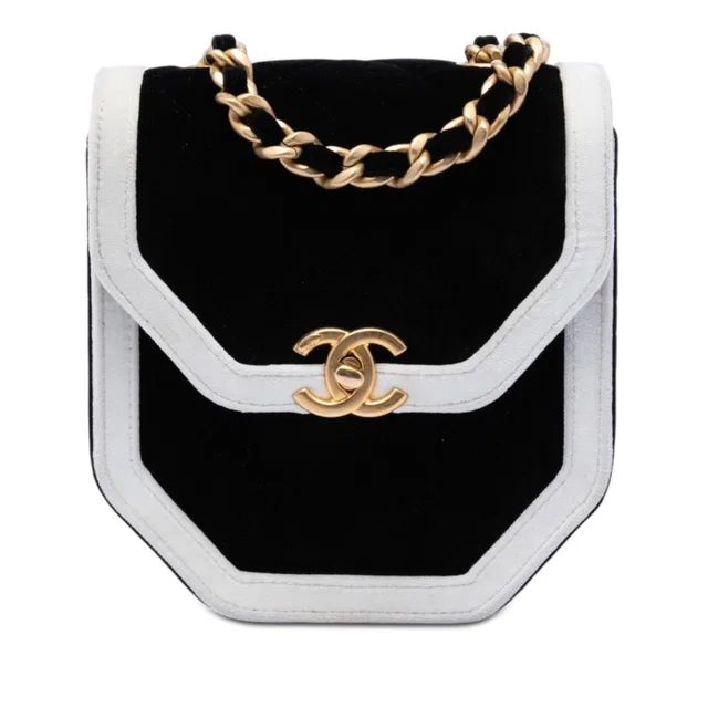 Black Chanel Mini Quilted Velvet Place Vendome Single Flap Crossbody Bag in Black Velvet from Designer Revival