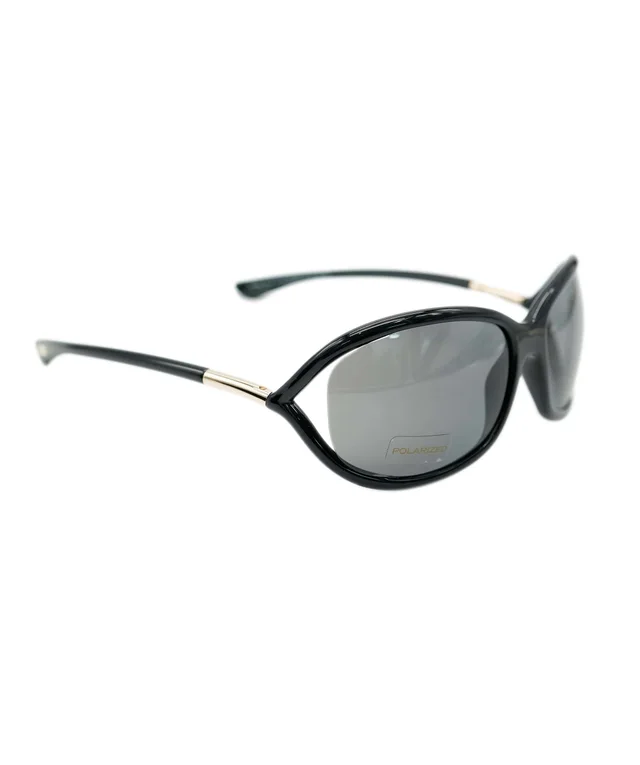 Tom Ford Womens Black Gold Polarized Sunglasses Jennifer TF 8 01D in Black Leather from Luxury Promise, photo 2 of 2