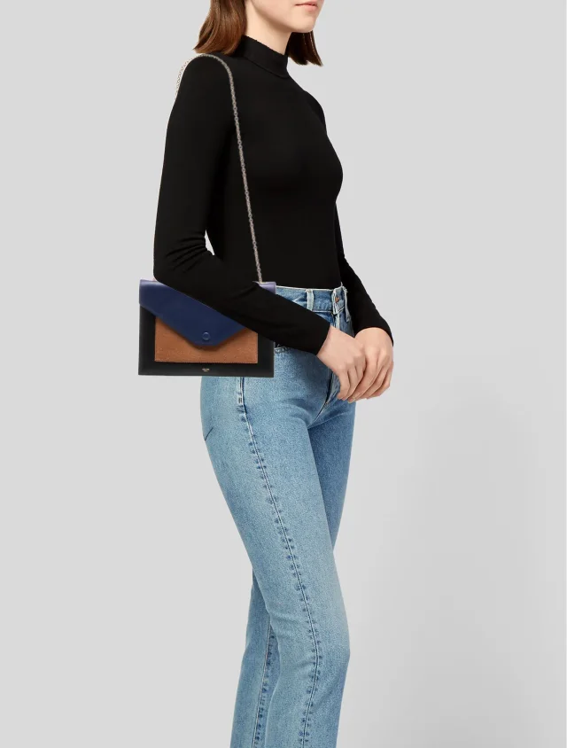 Celine Pocket Envelope in black|blue Leather from The RealReal, photo 2 of 6