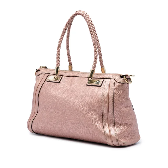 Pink Gucci Metallic Pebbled Calfskin Bella Satchel in Pink Calfskin from Designer Revival, photo 2 of 2