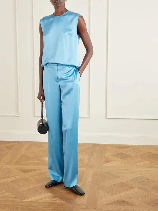 STELLA MCCARTNEY Satin wide-leg pants in Blue, photo 2 of 2 from NET-A-PORTER (Canada)