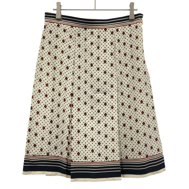 Celine by Phoebe Philo Diamond Pattern Silk Skirt 2 White 34 in White Silk from The Reluxe