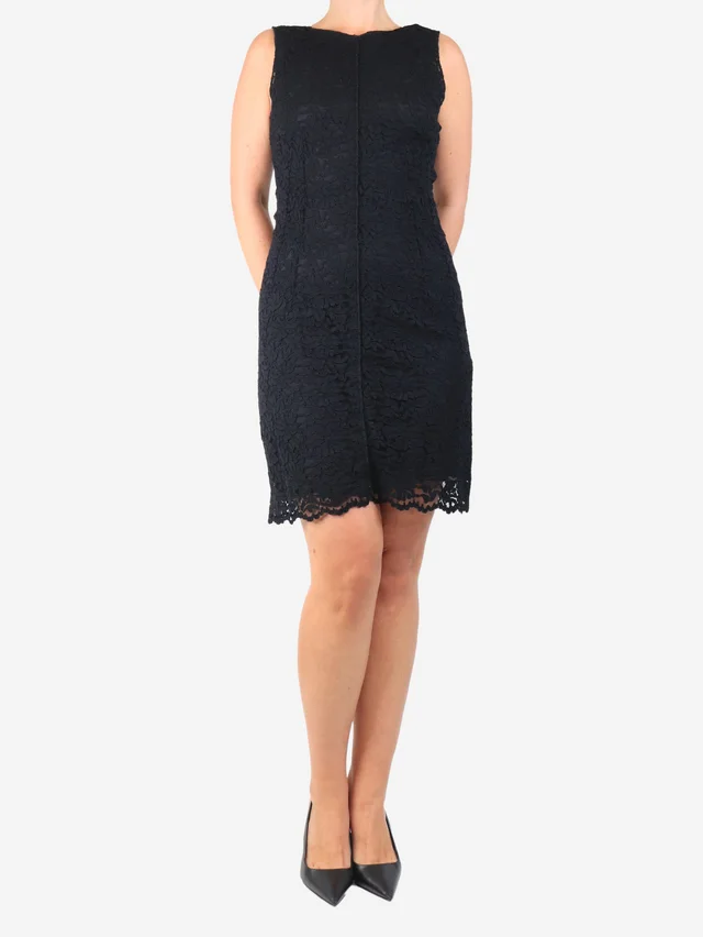Dolce & Gabbana Black lace midi dress - size UK 12 in Black from Sign of the Times