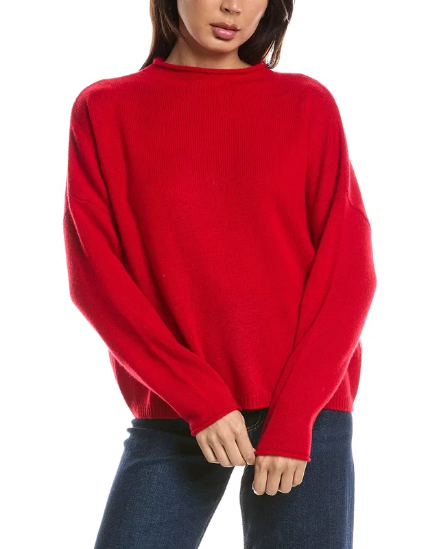 Forte Cashmere Slouchy Roll Trim 100% Cashmere Pullover, image 1 of 1 from Rue La La
