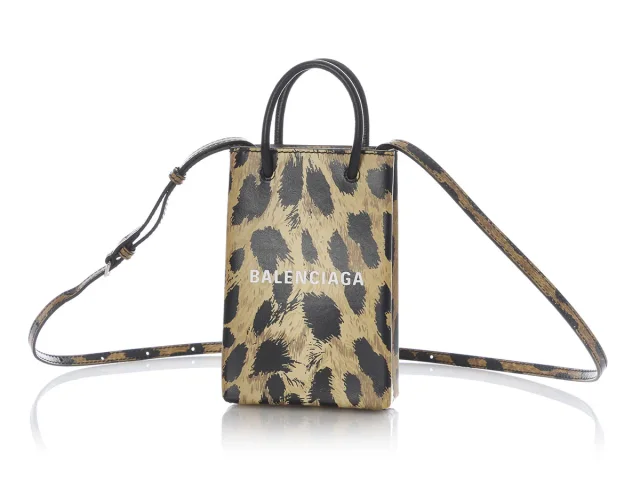 Balenciaga Leopard Print Smooth Calfskin Shipping Phone Bag in Calfskin from Ann's Fabulous Finds, photo 2 of 9