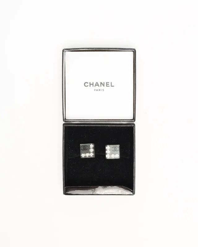 Chanel Square Rhinestone Clip-on Earrings from A Retro Tale, photo 2 of 5