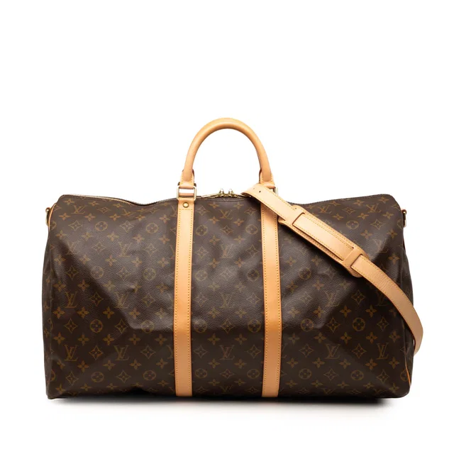 Brown Louis Vuitton Monogram Keepall Bandouliere 50 Travel Bag in Brown Coated canvas from Designer Revival