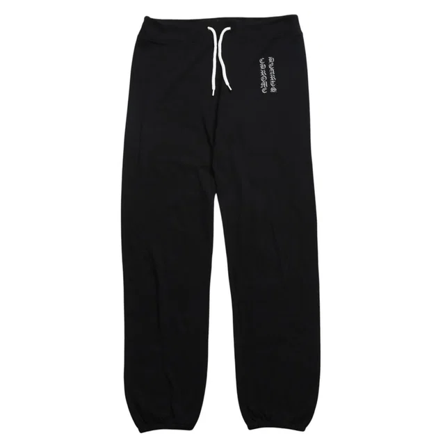 Chrome Hearts Vintage English Logo Sweatpants Gothic Style Black Pants in Black from The Reluxe