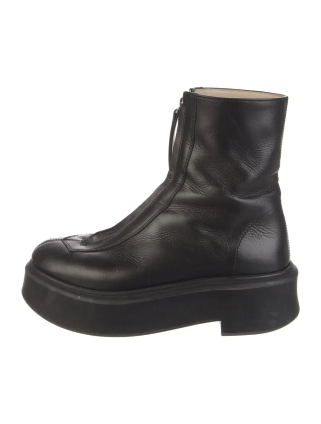 The Row Zipped Boot Leather Boots in black Leather from The RealReal