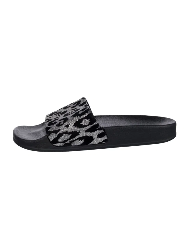 Balmain Animal Print Slides in silver|gray from The RealReal