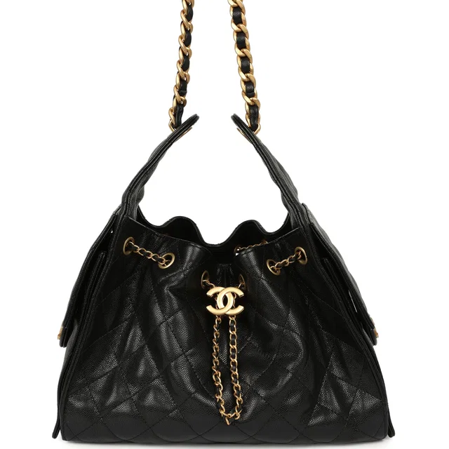 Chanel Small 25 Hobo Bag Black Caviar Antique Gold Hardware in Black Caviar leather from Madison Avenue Couture
