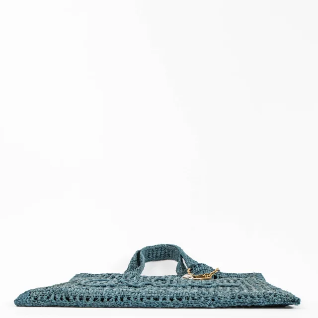 Chloé Stormy Sea Blue Raffia Summer Banana Tote Bag in Blue Raffia from Labellov, photo 5 of 8
