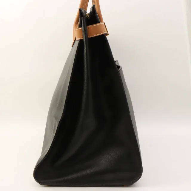 Hermès 1994 Airport 45 Black/Natural in Black from VINTAGE QOO TOKYO, photo 3 of 16