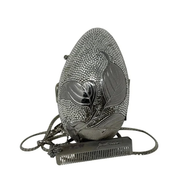 Judith Leiber Swarovski Silver Crystal Egg Netsuke Minaudiere Clutch Evening Bag in silver|gray from Poshmark