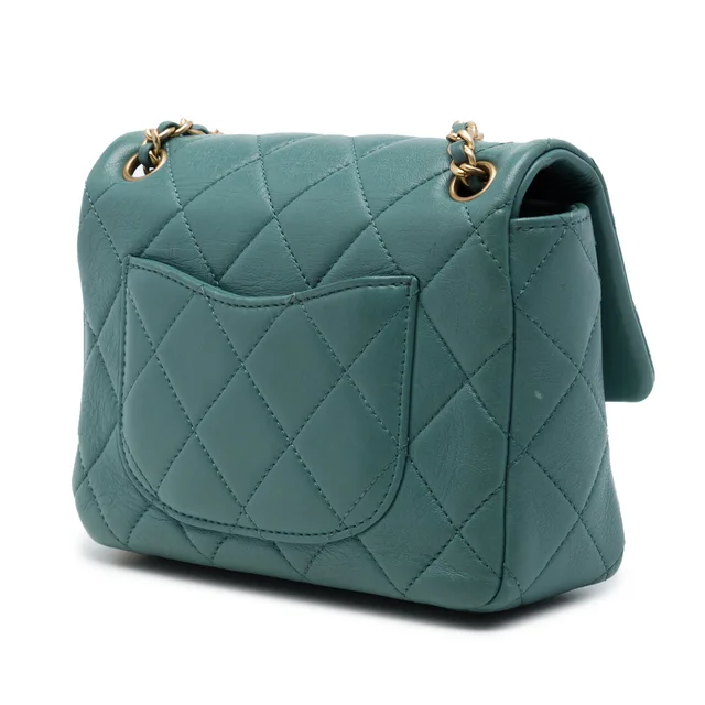 Green Chanel Mini CC Quilted Calfskin Multi Chain Single Flap Crossbody Bag in Green Calfskin from Designer Revival, photo 2 of 2