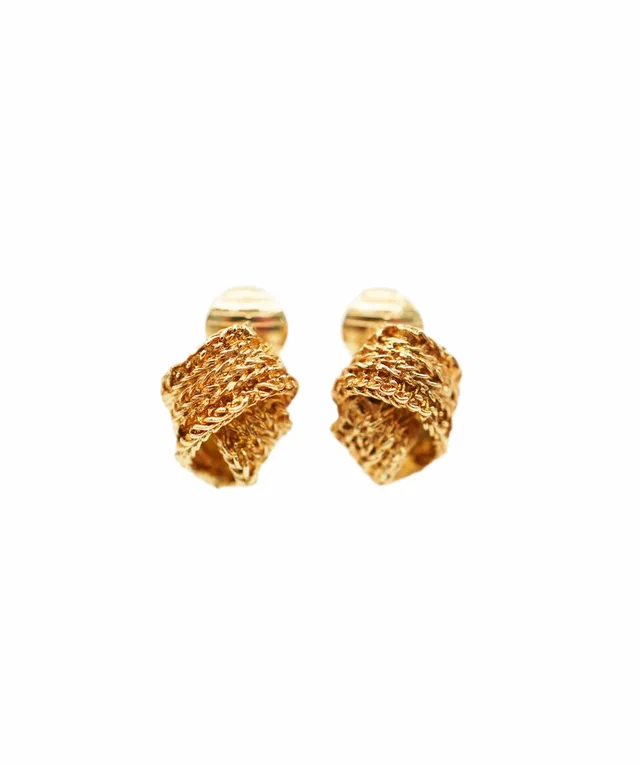 Dior small knot gold clips ons in Gold Leather from Luxury Promise