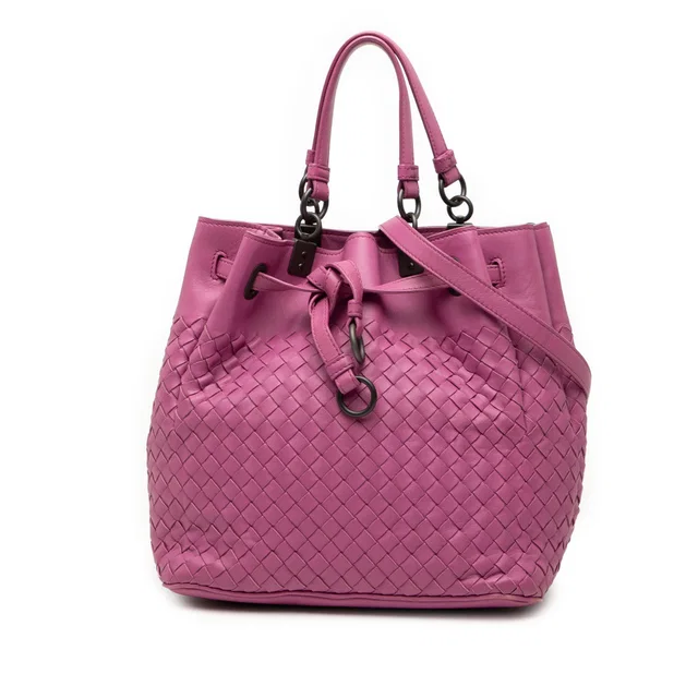 Pink Bottega Veneta Nappa Intrecciato Bucket Bag in Pink Nappa leather from Designer Revival