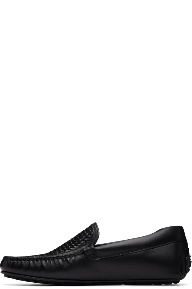 BOSS Black Woven Vamp Leather Loafers, photo 3 of 5 from SSENSE
