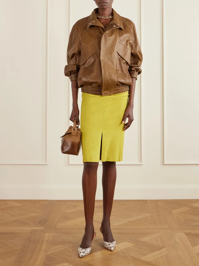 STOULS Ooma ruched suede midi skirt in Green, photo 2 of 2 from NET-A-PORTER (Canada)
