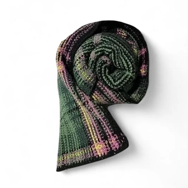 Vintage Y2k Max Mara Weekend Multicolor Plaid Intarsia Knit Scarf Black Pink in black|pink Wool from Poshmark
