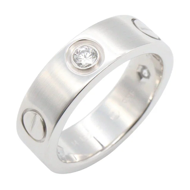 Cartier Love Au750 White Gold Diamond Ring Size 9 in White from LuxUness