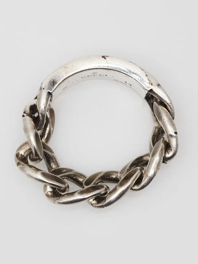 Gucci Silvertone Metal Chain Rope Logo Ring Size 7.5 from Yoogis, photo 5 of 5