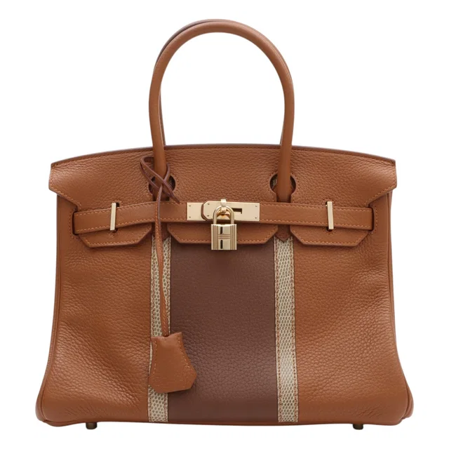 Hermès 2011 Birkin Club 30 Gold/Marron/Ficelle in Brown Clemence leather from VINTAGE QOO TOKYO