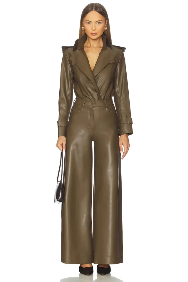 Norma Kamali Double Breasted Trench Bodysuit in Bark, photo 5 of 5 from REVOLVE (Canada)