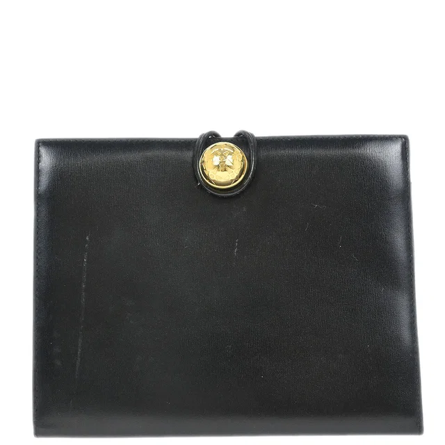 Celine Black Coin Purse Wallet in Black Leather from AMORE Vintage Tokyo