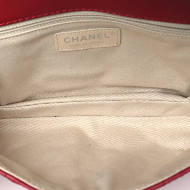 Chanel Quilted Double Stitch Hamptons Clutch in Red Calfskin from FASHIONPHILE, photo 5 of 12