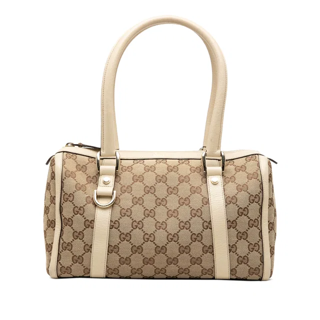 Beige Gucci GG Canvas Abbey D Ring Boston Bag in Beige Canvas from Designer Revival