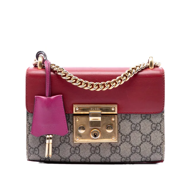 Beige Gucci Small GG Supreme Padlock Crossbody in Beige Coated canvas from Designer Revival