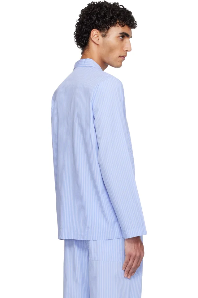 Tekla Blue Poplin Long-Sleeved Pyjama Shirt, photo 3 of 4 from SSENSE