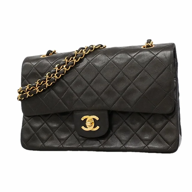 Chanel Shoulder Bag Quilted Lambskin Black Gold in Black Lambskin from The Reluxe