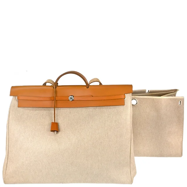 Hermès Beige Toile H Herbag GM 2 in 1 2way Shoulder Handbag in Beige Leather from AMORE Vintage Tokyo