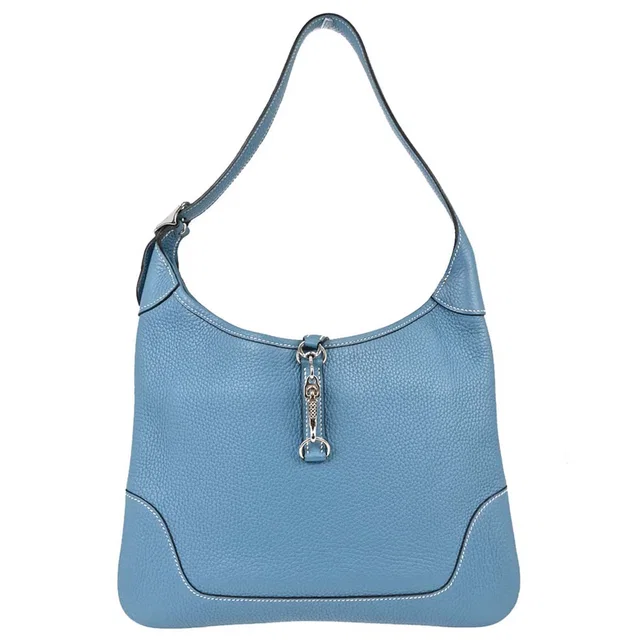 Hermès 2005 Blue Jean Taurillon Clemence Trim 31 Shoulder Bag in Blue Clemence leather from AMORE Vintage Tokyo